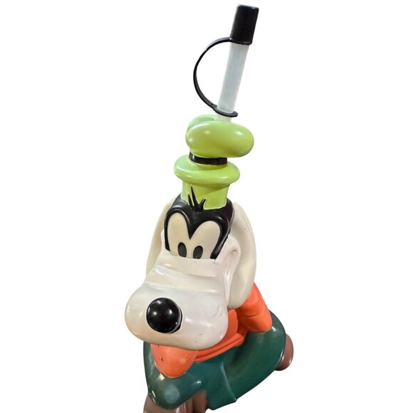 Vintage 90s Disney Goofy Water Drink Bottle Collectible With Straw - Picture 3 of 8